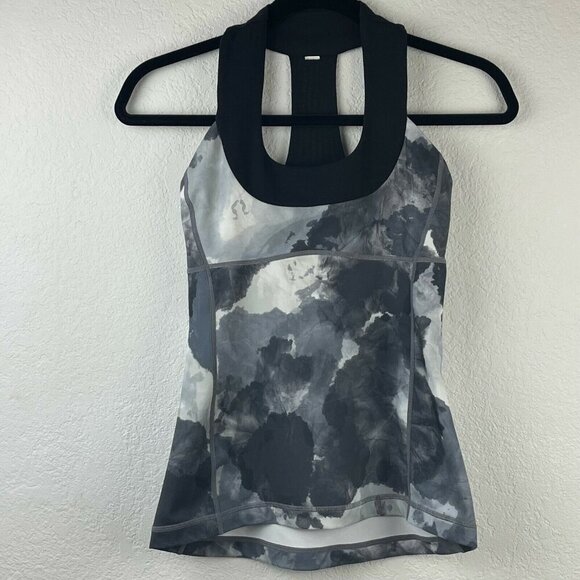 Lululemon Tank Top Women's Sz 4 Scoop Neck Racerback Athletic Workout Gray/Black - Picture 1 of 11